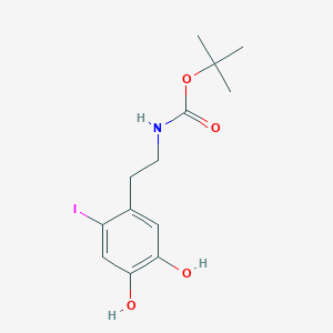 molecular formula C13H18INO4 B8105329 Tert-butyl 4,5-dihydroxy-2-iodophenethylcarbamate 