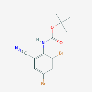 molecular formula C12H12Br2N2O2 B8105379 Tert-butyl (2,4-dibromo-6-cyanophenyl)carbamate 