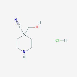 molecular formula C7H13ClN2O B8105384 4-(Hydroxymethyl)piperidine-4-carbonitrile hydrochloride 