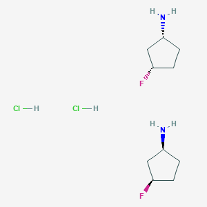 molecular formula C10H22Cl2F2N2 B8105402 (1S,3R)-3-fluorocyclopentan-1-amine;(1R,3S)-3-fluorocyclopentan-1-amine;dihydrochloride 