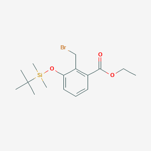molecular formula C16H25BrO3Si B8105451 Ethyl 2-(bromomethyl)-3-((tert-butyldimethylsilyl)oxy)benzoate 