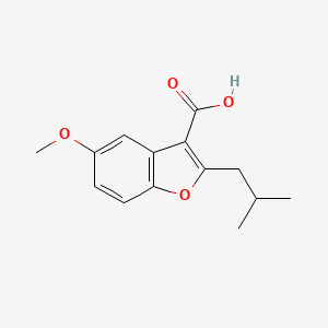 molecular formula C14H16O4 B8105487 5-Methoxy-2-(2-methylpropyl)-1-benzofuran-3-carboxylic acid 