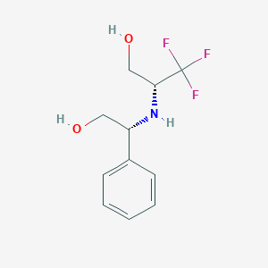 molecular formula C11H14F3NO2 B8105512 (2R)-2-[[(1R)-1-Phenyl-2-hydroxyethyl]amino]-3,3,3-trifluoro-1-propanol 