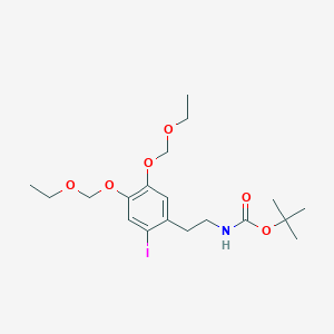 molecular formula C19H30INO6 B8105526 Tert-butyl 4,5-bis(ethoxymethoxy)-2-iodophenethylcarbamate 