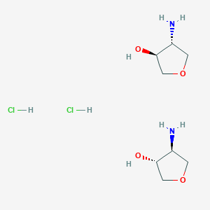 molecular formula C8H20Cl2N2O4 B8105546 (3R,4S)-4-aminooxolan-3-ol;(3S,4R)-4-aminooxolan-3-ol;dihydrochloride 