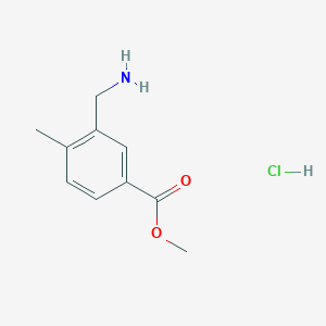molecular formula C10H14ClNO2 B8105551 Methyl 3-(aminomethyl)-4-methylbenzoate hydrochloride 