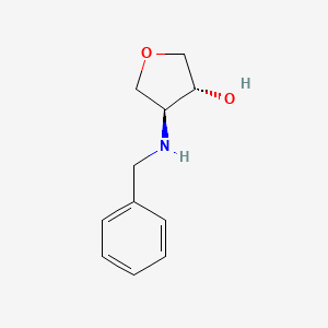 molecular formula C11H15NO2 B8105585 trans-4-Benzylamino-tetrahydro-furan-3-ol 