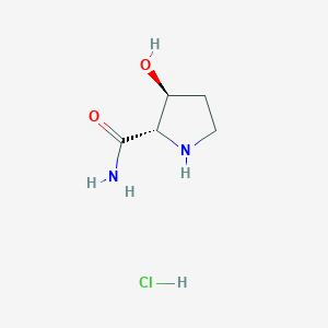 molecular formula C5H11ClN2O2 B8105610 (2S,3S)-3-Hydroxypyrrolidine-2-carboxamide hydrochloride 