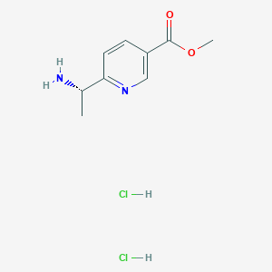 molecular formula C9H14Cl2N2O2 B8105636 Methyl (S)-6-(1-aminoethyl)nicotinate dihydrochloride 