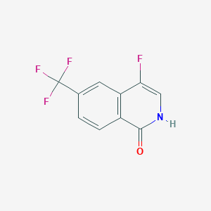 molecular formula C10H5F4NO B8105721 4-Fluoro-6-(trifluoromethyl)isoquinolin-1-OL 