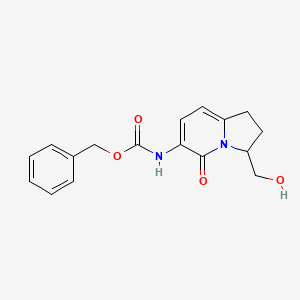 molecular formula C17H18N2O4 B8105746 benzyl N-[3-(hydroxymethyl)-5-oxo-2,3-dihydro-1H-indolizin-6-yl]carbamate 