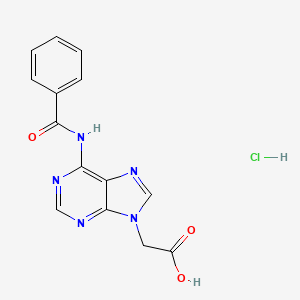 molecular formula C14H12ClN5O3 B8105752 2-(6-benzamido-9H-purin-9-yl)acetic acid hydrochloride 