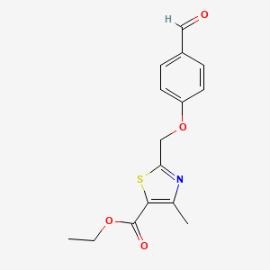molecular formula C15H15NO4S B8105773 Ethyl 2-((4-formylphenoxy)methyl)-4-methylthiazole-5-carboxylate 