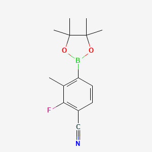 molecular formula C14H17BFNO2 B8105776 2-Fluoro-3-methyl-4-(4,4,5,5-tetramethyl-1,3,2-dioxaborolan-2-yl)benzonitrile 