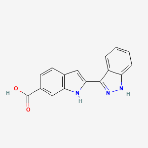 molecular formula C16H11N3O2 B8105784 2-(1H-indazol-3-yl)-1H-indole-6-carboxylic acid 
