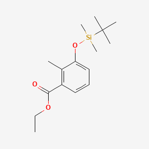molecular formula C16H26O3Si B8105790 Ethyl 3-((tert-butyldimethylsilyl)oxy)-2-methylbenzoate 