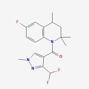 molecular formula C18H20F3N3O B8105798 (3-(difluoromethyl)-1-methyl-1H-pyrazol-4-yl)(6-fluoro-2,2,4-trimethyl-3,4-dihydroquinolin-1(2H)-yl)methanone 