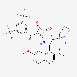 molecular formula C32H28F6N4O3 B8105867 3-[[(S)-(5-Ethenylquinuclidine-2-yl)(6-methoxy-4-quinolinyl)methyl]amino]-4-[3,5-bis(trifluoromethyl)phenylamino]-3-cyclobutene-1,2-dione 