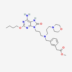 molecular formula C29H43N7O5 B8105907 Methyl 2-(3-(((3-(6-amino-2-butoxy-8-oxo-7H-purin-9(8H)-yl)propyl)(3-morpholinopropyl)amino)methyl)phenyl)acetate CAS No. 1310826-85-7