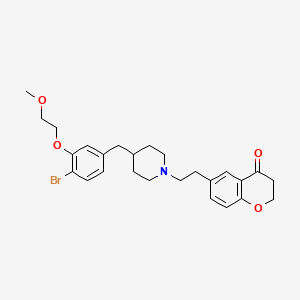 molecular formula C26H32BrNO4 B8105912 6-(2-(4-(3-(2-Methoxyethoxy)-4-bromobenzyl)piperidino)ethyl)-2H-1-benzopyran-4(3H)-one 