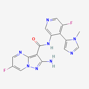 molecular formula C16H12F2N8O B8105919 ATR inhibitor 1 