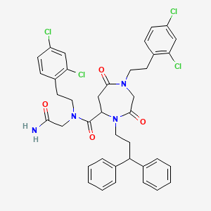 molecular formula C39H38Cl4N4O4 B8105988 N-(Carbamoylmethyl)-N,1-bis(2,4-dichlorophenethyl)-4-(3,3-diphenylpropyl)-3,7-dioxohexahydro-1H-1,4-diazepine-5-carboxamide 