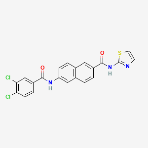 molecular formula C21H13Cl2N3O2S B8106008 6-[(3,4-dichlorobenzoyl)amino]-N-(1,3-thiazol-2-yl)naphthalene-2-carboxamide 