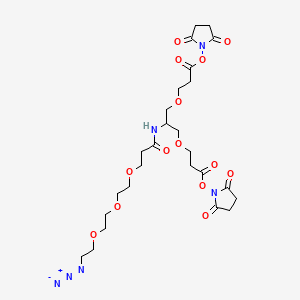 molecular formula C26H38N6O14 B8106308 2-(Azido-PEG3-amido)-1,3-bis(NHS Ester) 