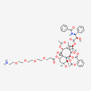 molecular formula C58H72N2O19 B8106530 [(1S,2S,3R,4S,7R,9S,10S,12R,15S)-4,12-diacetyloxy-9-[3-[2-[2-[2-(2-aminoethoxy)ethoxy]ethoxy]ethoxy]propanoyloxy]-15-[(2R,3S)-3-benzamido-2-hydroxy-3-phenylpropanoyl]oxy-1-hydroxy-10,14,17,17-tetramethyl-11-oxo-6-oxatetracyclo[11.3.1.03,10.04,7]heptadec-13-en-2-yl] benzoate 