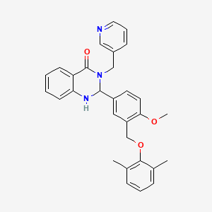 molecular formula C30H29N3O3 B8106688 2-[3-[(2,6-Dimethylphenoxy)methyl]-4-methoxyphenyl]-3-(3-pyridinylmethyl)-1,2-dihydroquinazolin-4-one 