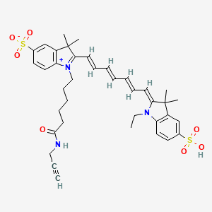 molecular formula C38H45N3O7S2 B8106700 2-[(1E,3E,5E,7Z)-7-(1-ethyl-3,3-dimethyl-5-sulfoindol-2-ylidene)hepta-1,3,5-trienyl]-3,3-dimethyl-1-[6-oxo-6-(prop-2-ynylamino)hexyl]indol-1-ium-5-sulfonate 