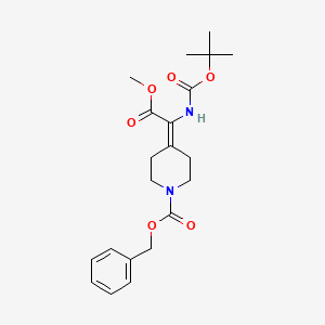 molecular formula C21H28N2O6 B8106886 Benzyl 4-(1-((tert-butoxycarbonyl)amino)-2-methoxy-2-oxoethylidene)piperidine-1-carboxylate 