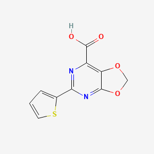 molecular formula C10H6N2O4S B8106891 5-(thiophen-2-yl)-(1,3)dioxolo(4,5-d)pyriMidine-7-carboxylic acid 