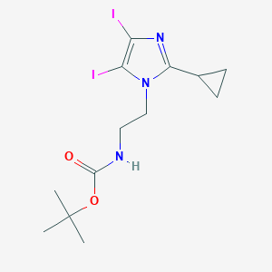 molecular formula C13H19I2N3O2 B8106898 tert-butyl N-[2-(2-cyclopropyl-4,5-diiodoimidazol-1-yl)ethyl]carbamate 