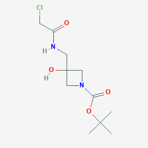 molecular formula C11H19ClN2O4 B8106980 Tert-butyl 3-((2-chloroacetamido)methyl)-3-hydroxyazetidine-1-carboxylate 