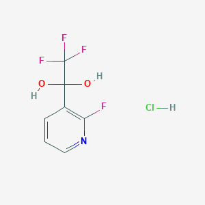 molecular formula C7H6ClF4NO2 B8107025 2,2,2-Trifluoro-1-(2-fluoropyridin-3-yl)ethane-1,1-diol hydrochloride 