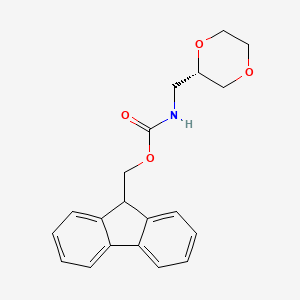 molecular formula C20H21NO4 B8107043 (S)-(9H-Fluoren-9-YL)methyl ((1,4-dioxan-2-YL)methyl)carbamate 