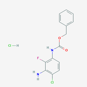molecular formula C14H13Cl2FN2O2 B8107152 Benzyl (3-amino-4-chloro-2-fluorophenyl)carbamate hydrochloride 