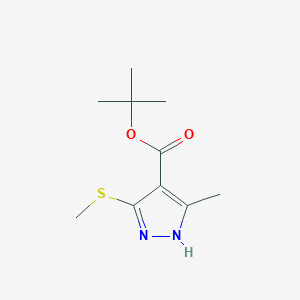 molecular formula C10H16N2O2S B8107176 Tert-butyl 5-methyl-3-(methylthio)-1H-pyrazole-4-carboxylate 