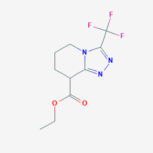 molecular formula C10H12F3N3O2 B8107180 Ethyl 3-(trifluoromethyl)-5,6,7,8-tetrahydro-[1,2,4]triazolo[4,3-a]pyridine-8-carboxylate 