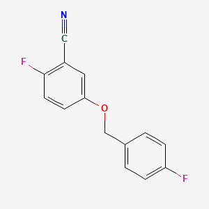 molecular formula C14H9F2NO B8107228 2-Fluoro-5-((4-fluorobenzyl)oxy)benzonitrile 