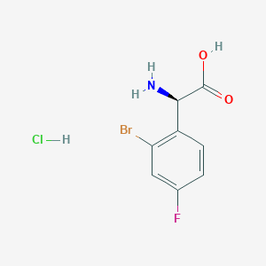 molecular formula C8H8BrClFNO2 B8107336 (R)-2-Amino-2-(2-bromo-4-fluorophenyl)acetic acid hcl 