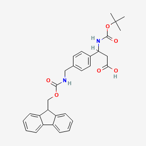 molecular formula C30H32N2O6 B8107433 3-(4-(((((9H-fluoren-9-yl)methoxy)carbonyl)amino)methyl)phenyl)-3-((tert-butoxycarbonyl)amino)propanoic acid 