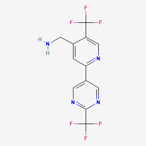 molecular formula C12H8F6N4 B8107515 (5-(Trifluoromethyl)-2-(2-(trifluoromethyl)pyrimidin-5-yl)pyridin-4-yl)methanamine 