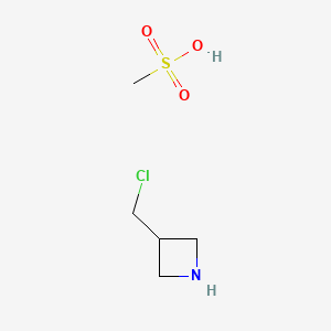 molecular formula C5H12ClNO3S B8107518 3-(Chloromethyl)azetidine;methanesulfonic acid 