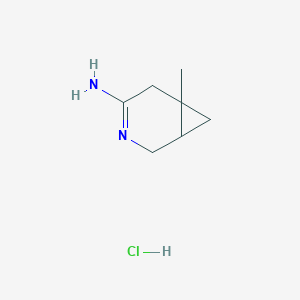molecular formula C7H13ClN2 B8107527 6-Methyl-3-azabicyclo[4.1.0]hept-3-en-4-amine hydrochloride 