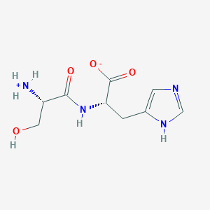 molecular formula C9H14N4O4 B8107564 (2S)-2-[[(2S)-2-azaniumyl-3-hydroxypropanoyl]amino]-3-(1H-imidazol-5-yl)propanoate 