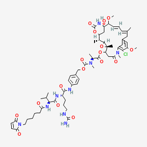 molecular formula C61H82ClN9O17 B8107578 [(1S,2R,3S,5S,16E,18E,21S)-11-chloro-21-hydroxy-12,20-dimethoxy-2,5,9,16-tetramethyl-8,23-dioxo-4,24-dioxa-9,22-diazatetracyclo[19.3.1.110,14.03,5]hexacosa-10,12,14(26),16,18-pentaen-6-yl] (2S)-2-[[4-[[(2S)-5-(carbamoylamino)-2-[[(2S)-2-[6-(2,5-dioxopyrrol-1-yl)hexanoylamino]-3-methylbutanoyl]amino]pentanoyl]amino]phenyl]methoxycarbonyl-methylamino]propanoate 