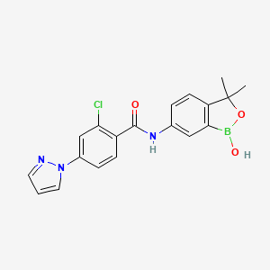 molecular formula C19H17BClN3O3 B8107585 2-chloro-N-(1-hydroxy-3,3-dimethyl-2,1-benzoxaborol-6-yl)-4-pyrazol-1-ylbenzamide 