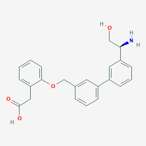 molecular formula C23H23NO4 B8107593 2-[2-[[3-[3-[(1~{S})-1-azanyl-2-oxidanyl-ethyl]phenyl]phenyl]methoxy]phenyl]ethanoic acid 